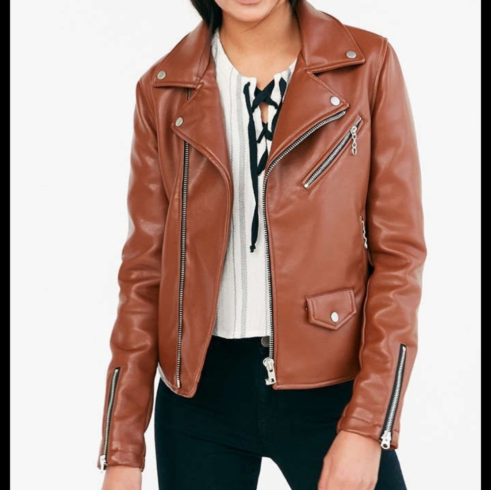 Faux leather moto jacket